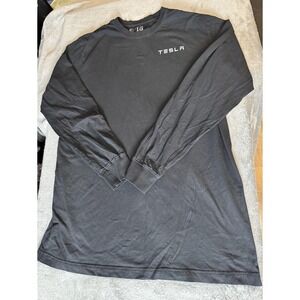Tesla Shirt Mens Large Black Long Sleeve Crewneck Logo Graphic Tee Automotive